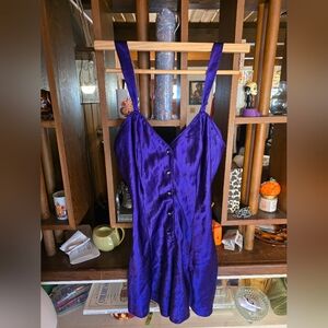 Cacique Vintage Purple Satin Romper Short Nightgown Medium